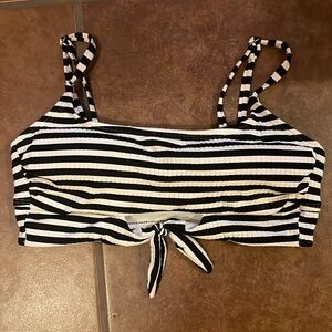 Black and white striped swimsuit top